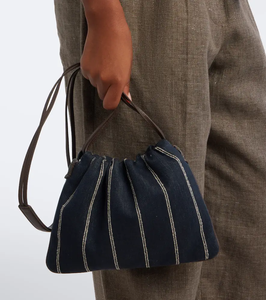 Brunello Cucinelli Monili striped canvas crossbody bag | Thumbnail 6 Brunello Cucinelli Monili striped canvas crossbody bag | Thumbnail 6