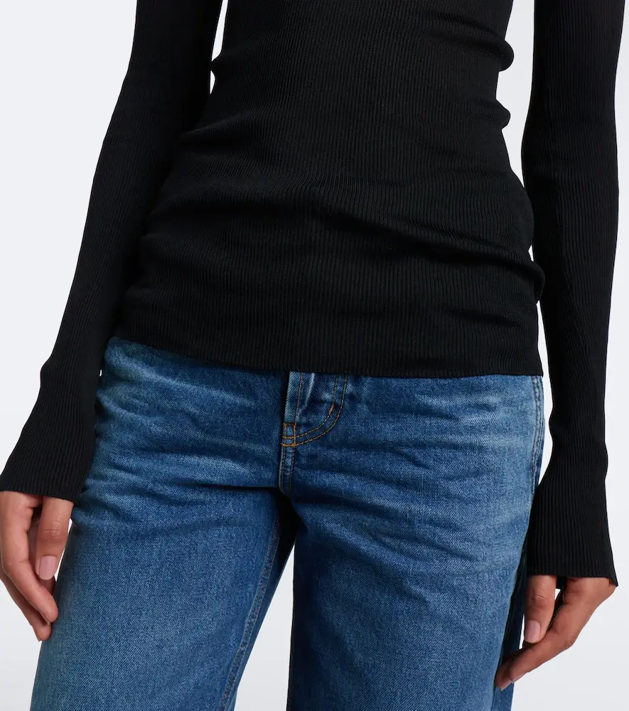 Saint Laurent Cassandre ribbed-knit silk top | Thumbnail 3 Saint Laurent Cassandre ribbed-knit silk top | Thumbnail 3