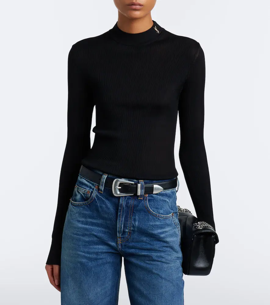 Saint Laurent Cassandre ribbed-knit silk top | Thumbnail 4 Saint Laurent Cassandre ribbed-knit silk top | Thumbnail 4