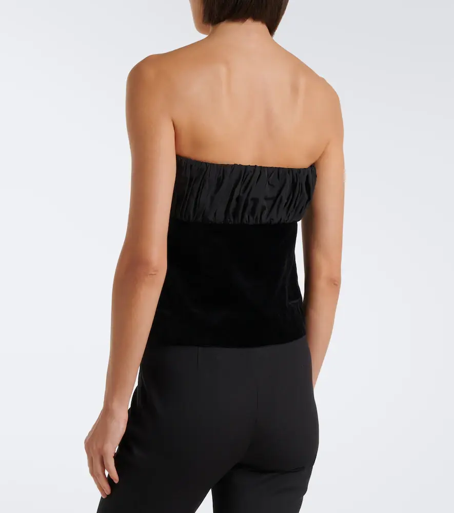 Posse Dean ruched cotton velvet strapless top | Thumbnail 6 Posse Dean ruched cotton velvet strapless top | Thumbnail 6