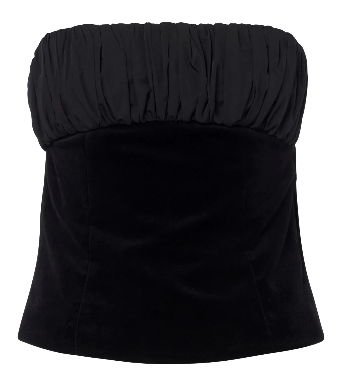 Dean ruched cotton velvet strapless top Dean ruched cotton velvet strapless top