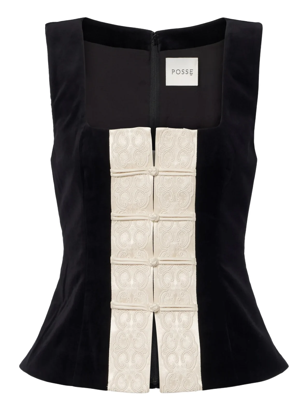 Florian embroidered cotton velvet top
