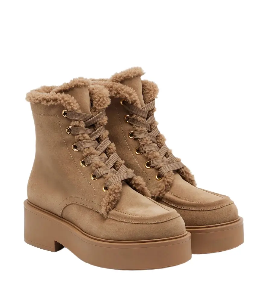 Kiso shearling-trimmed lace-up boots
