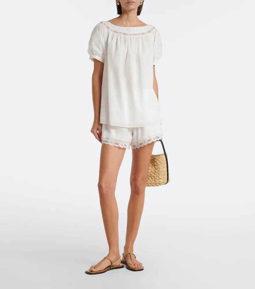Posse Marilyn lace-trimmed cotton shorts | Thumbnail 2 Posse Marilyn lace-trimmed cotton shorts | Thumbnail 2
