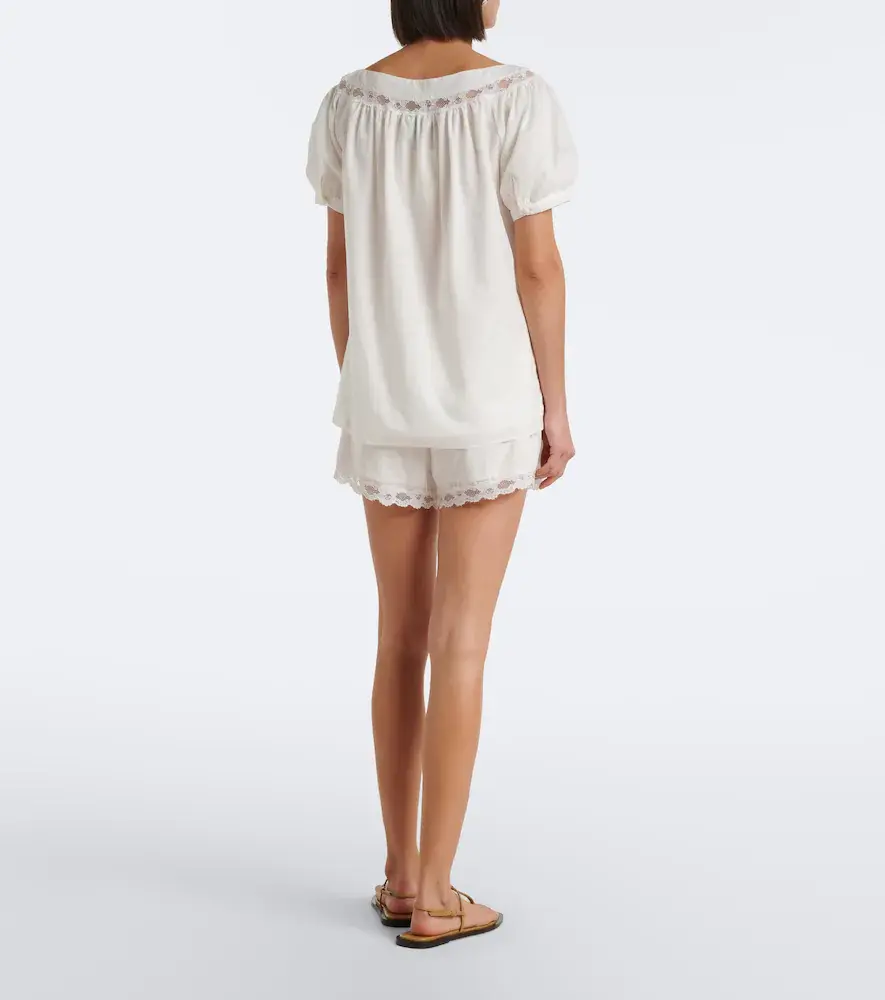 Posse Marilyn lace-trimmed cotton shorts | Thumbnail 4 Posse Marilyn lace-trimmed cotton shorts | Thumbnail 4