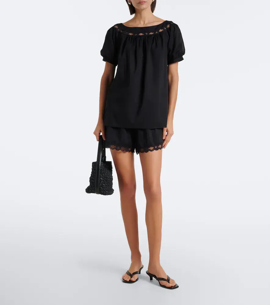 Posse Marilyn lace-trimmed cotton shorts | Thumbnail 2 Posse Marilyn lace-trimmed cotton shorts | Thumbnail 2