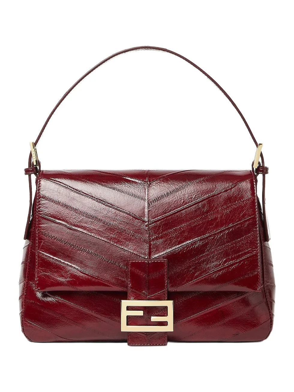 Fendi Flap 26325 Inlaid Hagfish Leather Bag