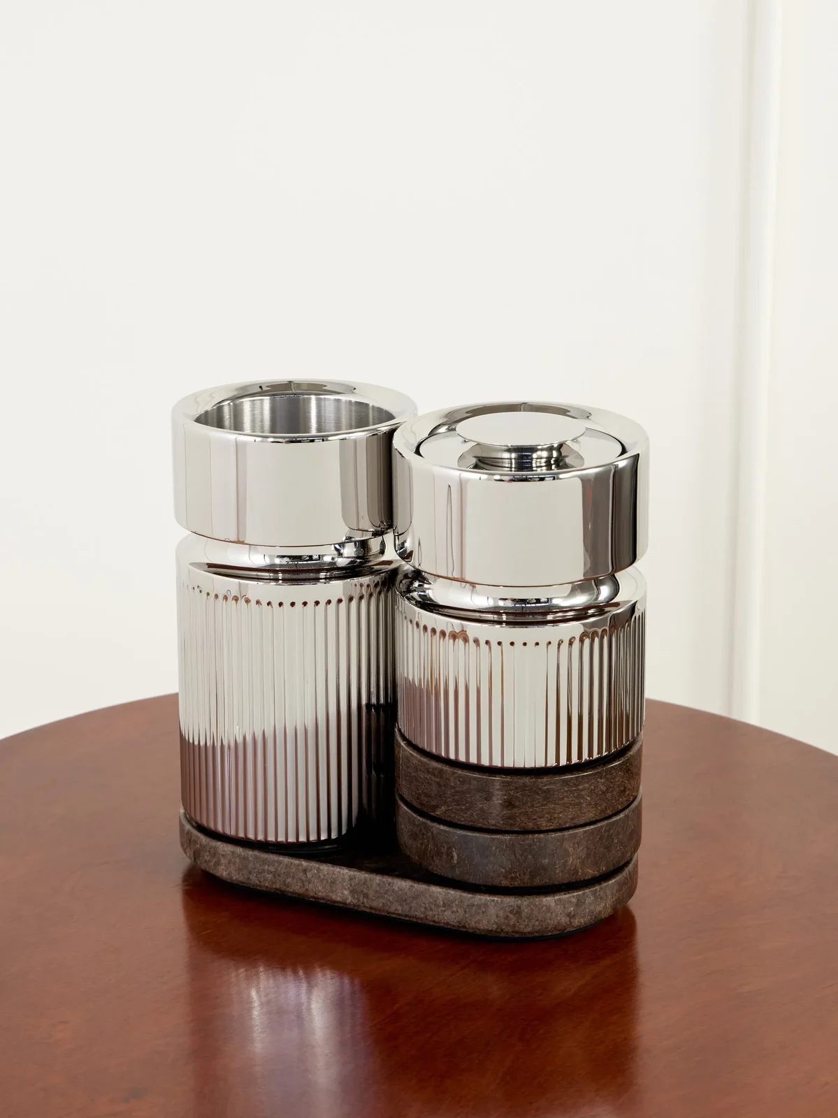Christofle Club 30 Set Of Five Stainless Steel And Marble Bar Pieces
