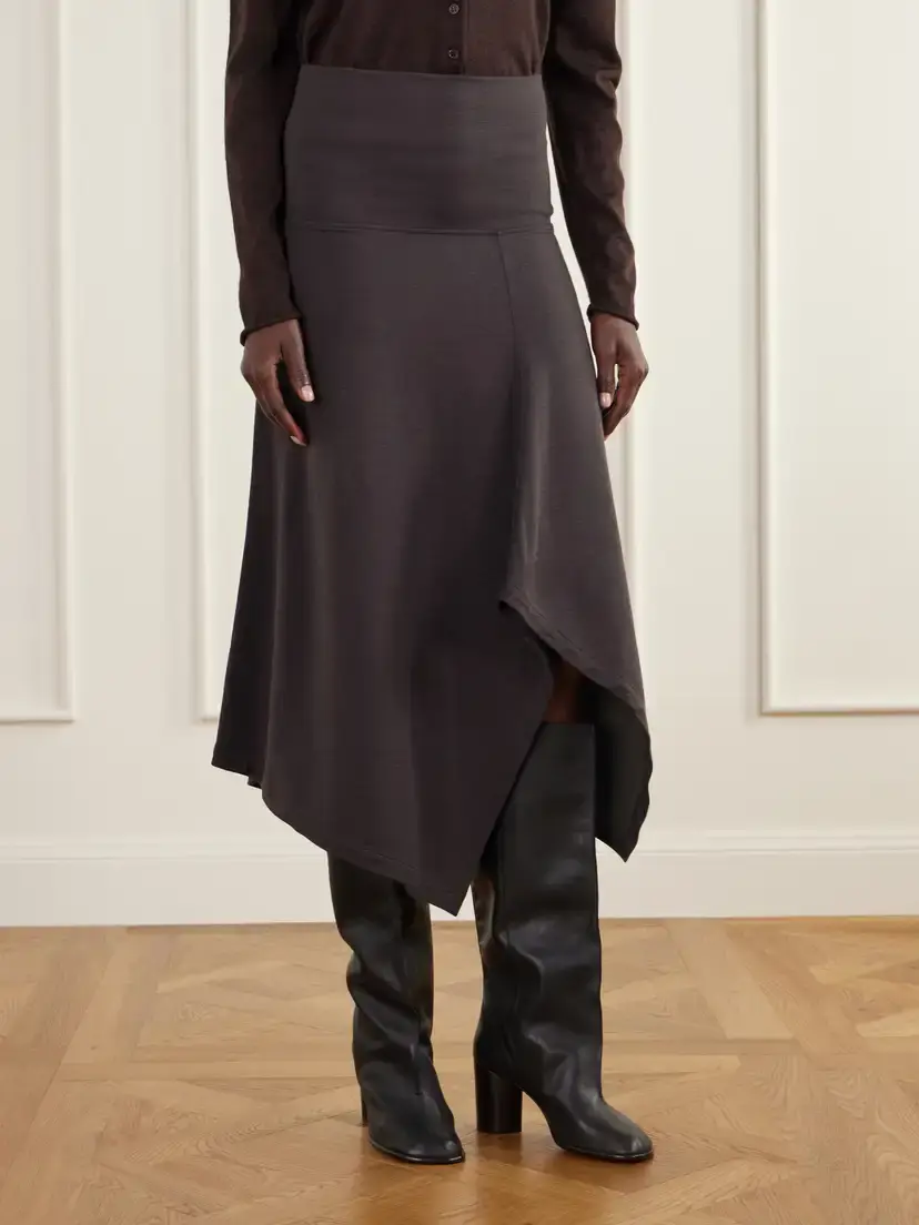 Lemaire Relaxed Asymmetric Wool-blend Jersey Midi Skirt | Thumbnail 3 Lemaire Relaxed Asymmetric Wool-blend Jersey Midi Skirt | Thumbnail 3