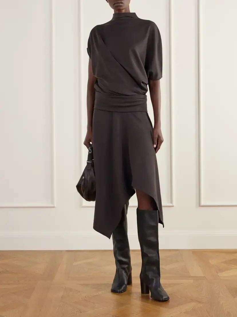 Lemaire Twist Asymmetric Draped Wool-blend Jersey Maxi Dress | Thumbnail 2