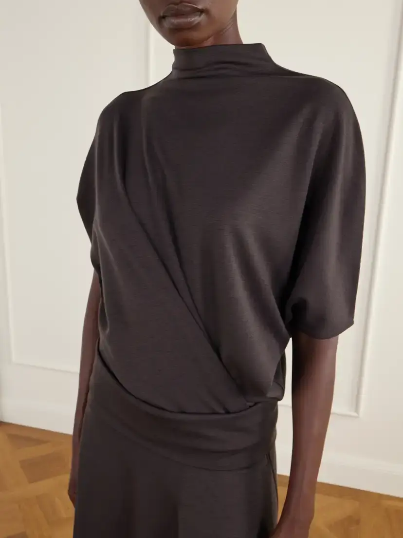 Lemaire Twist Asymmetric Draped Wool-blend Jersey Maxi Dress | Thumbnail 4