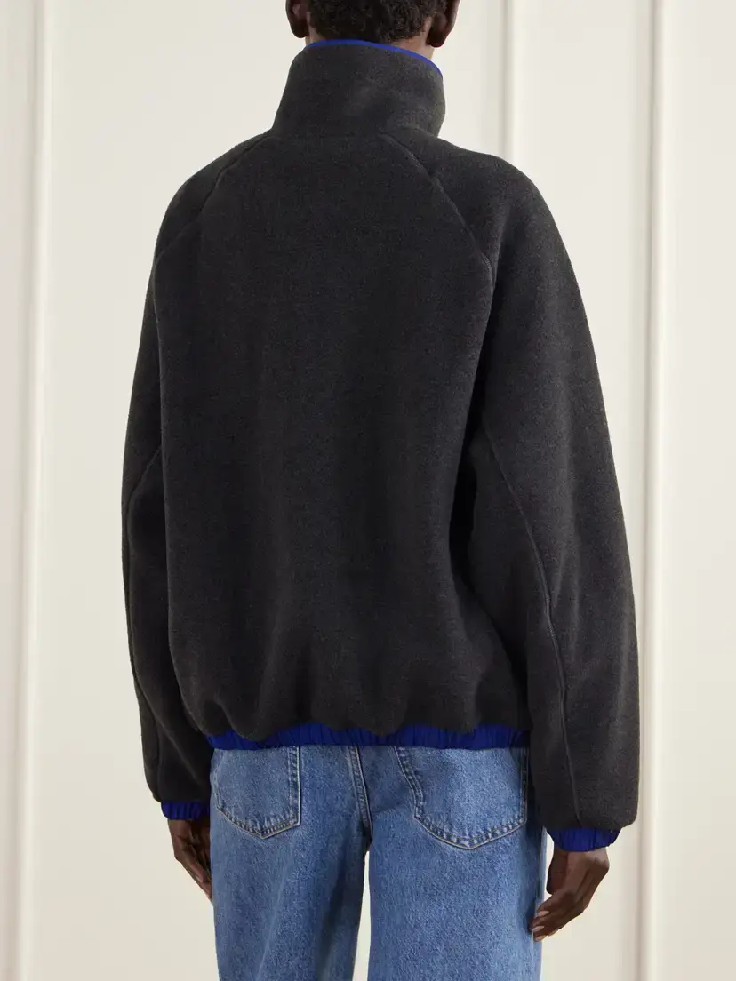 AMI PARIS Logo-embroidered Shell-trimmed Fleece Half-zip Jacket | Thumbnail 4