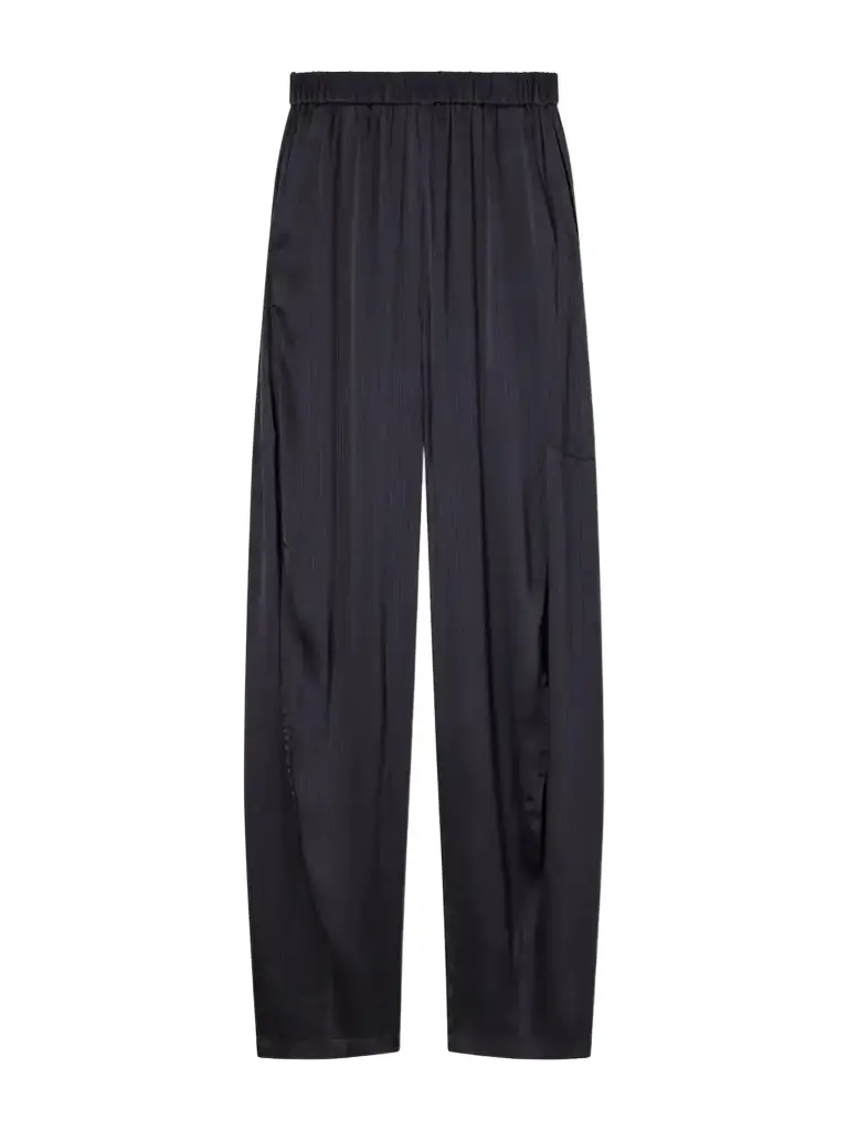Tibi Winslow Plissé-satin Wide-leg Pants