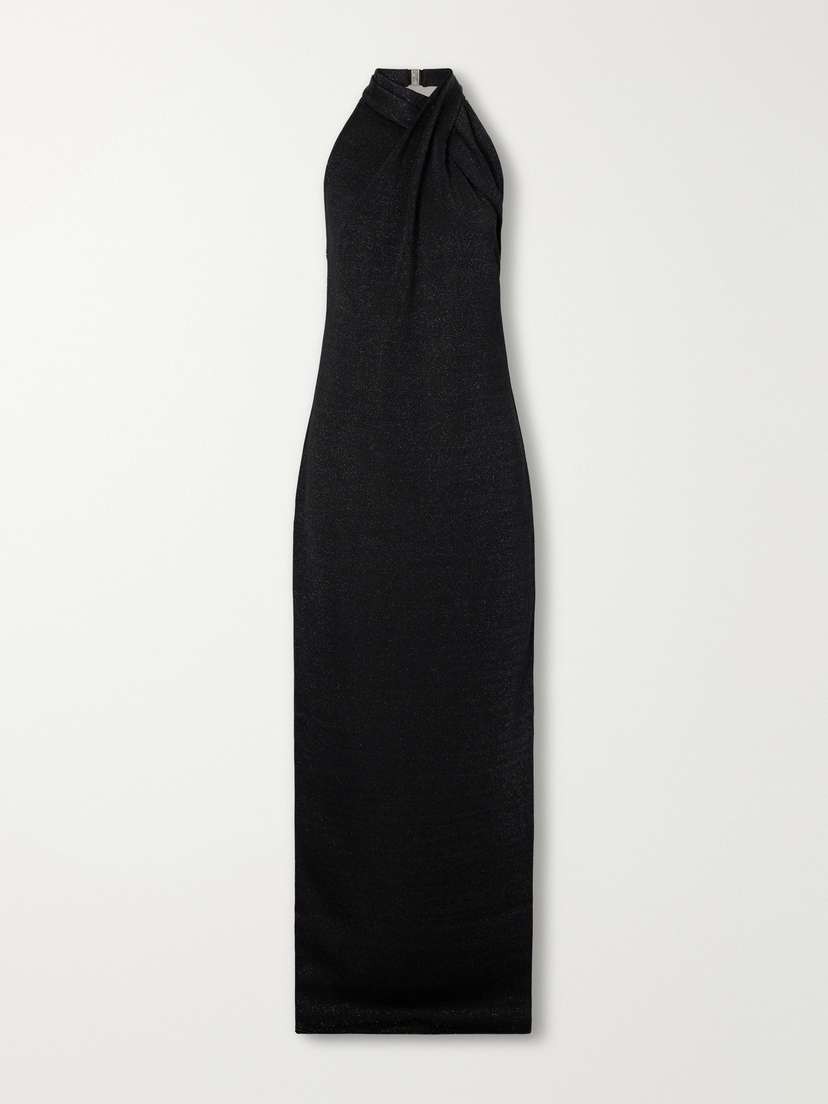 Balmain Draped Knitted Halterneck Gown