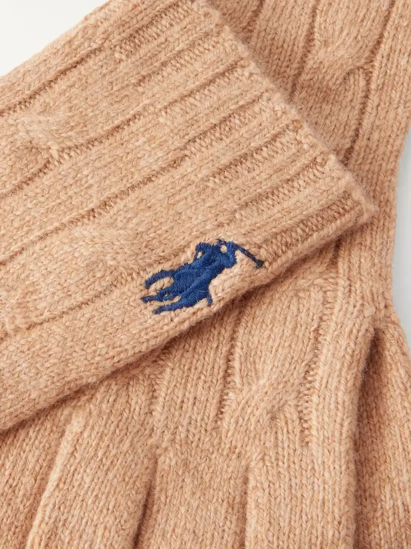 Polo Ralph Lauren Logo-embroidered Cable-knit Wool-blend Gloves | Thumbnail 2