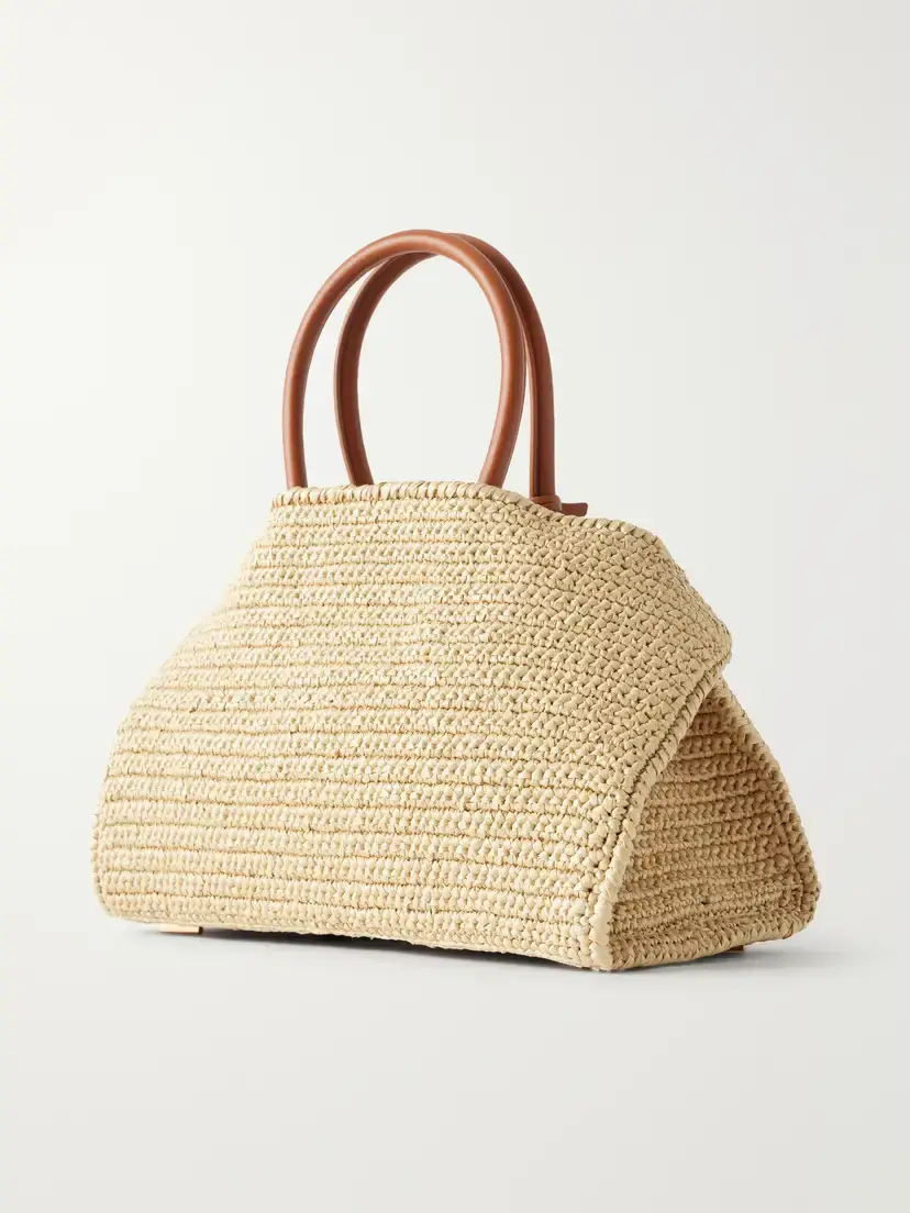 Ferragamo Hug Leather-trimmed Raffia Top-handle Bag | Thumbnail 4