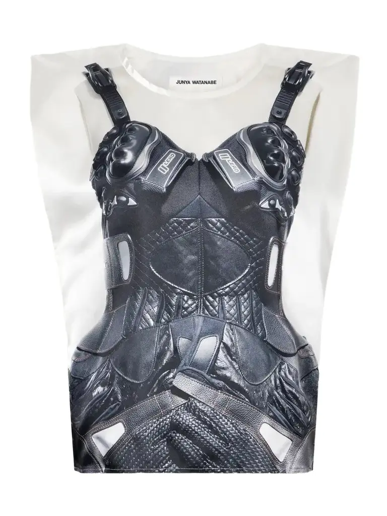 Junya Watanabe Deconstructed Printed Twill Top