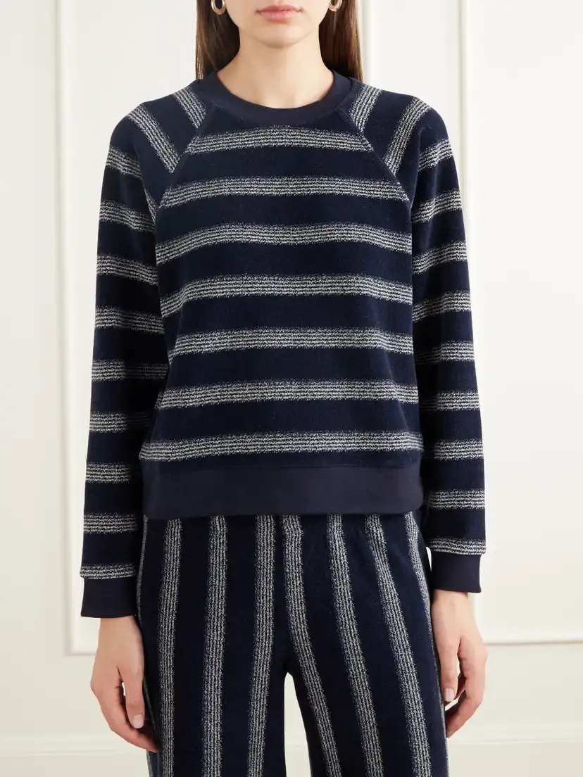 Suzie Kondi Tilos Striped Velour Sweatshirt | Thumbnail 3