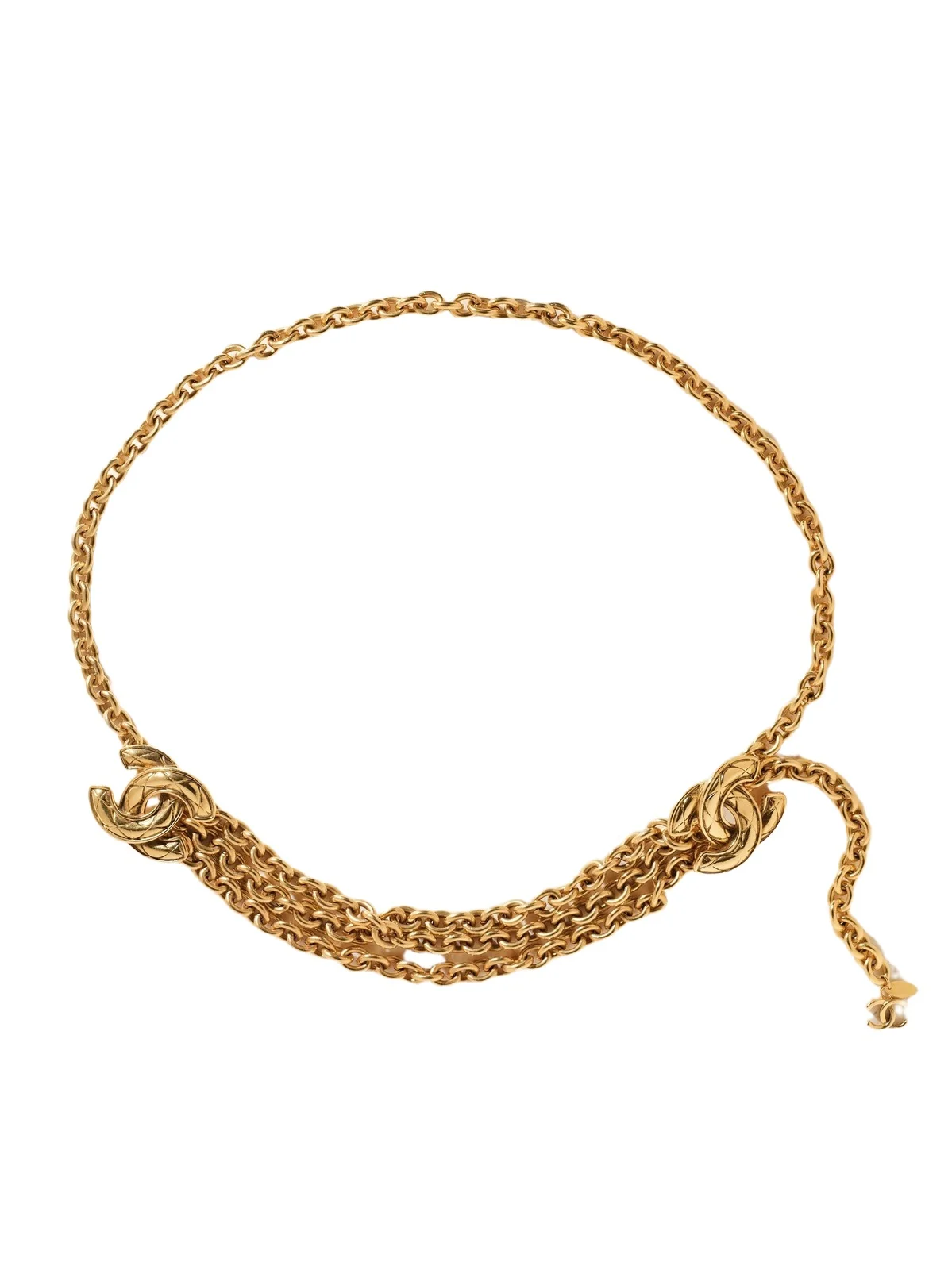 Susan Caplan Vintage + Channel Vintage 1980s Interlocking Cc Gold-plated Chain Belt