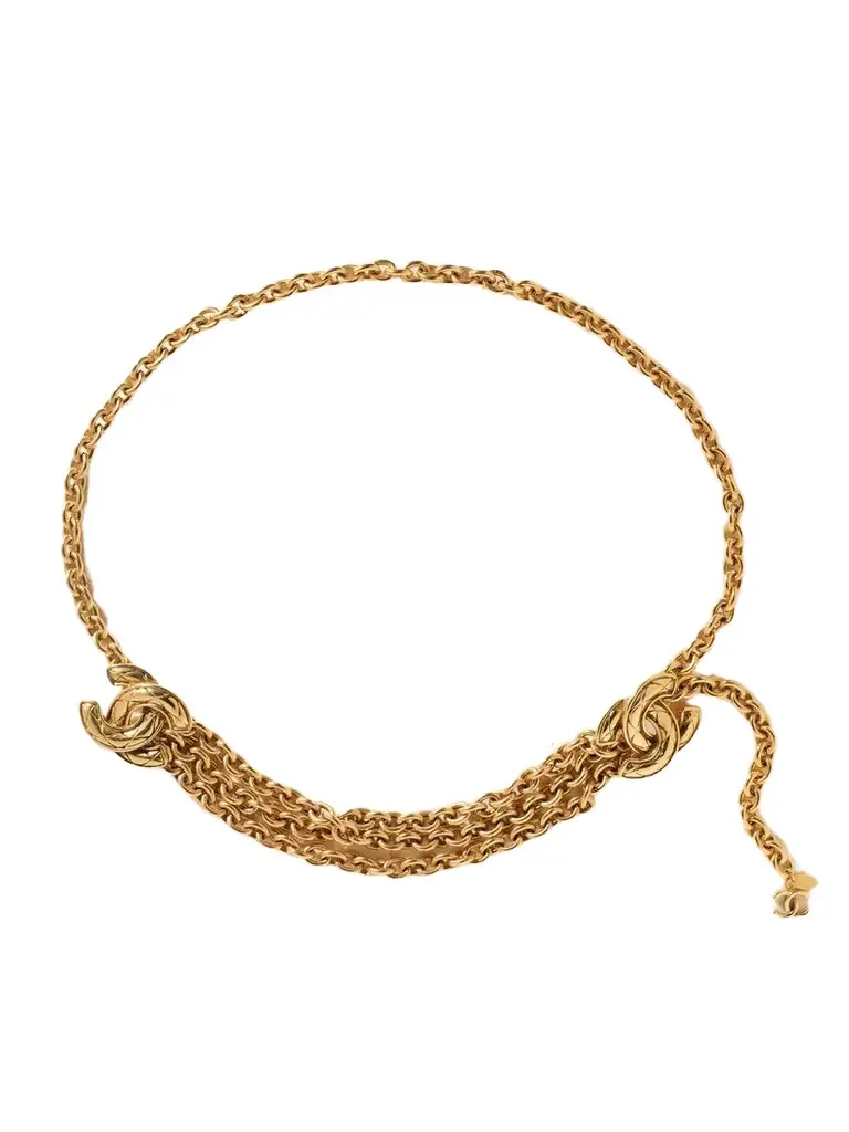 + Channel Vintage 1980s Interlocking Cc Gold-plated Chain Belt