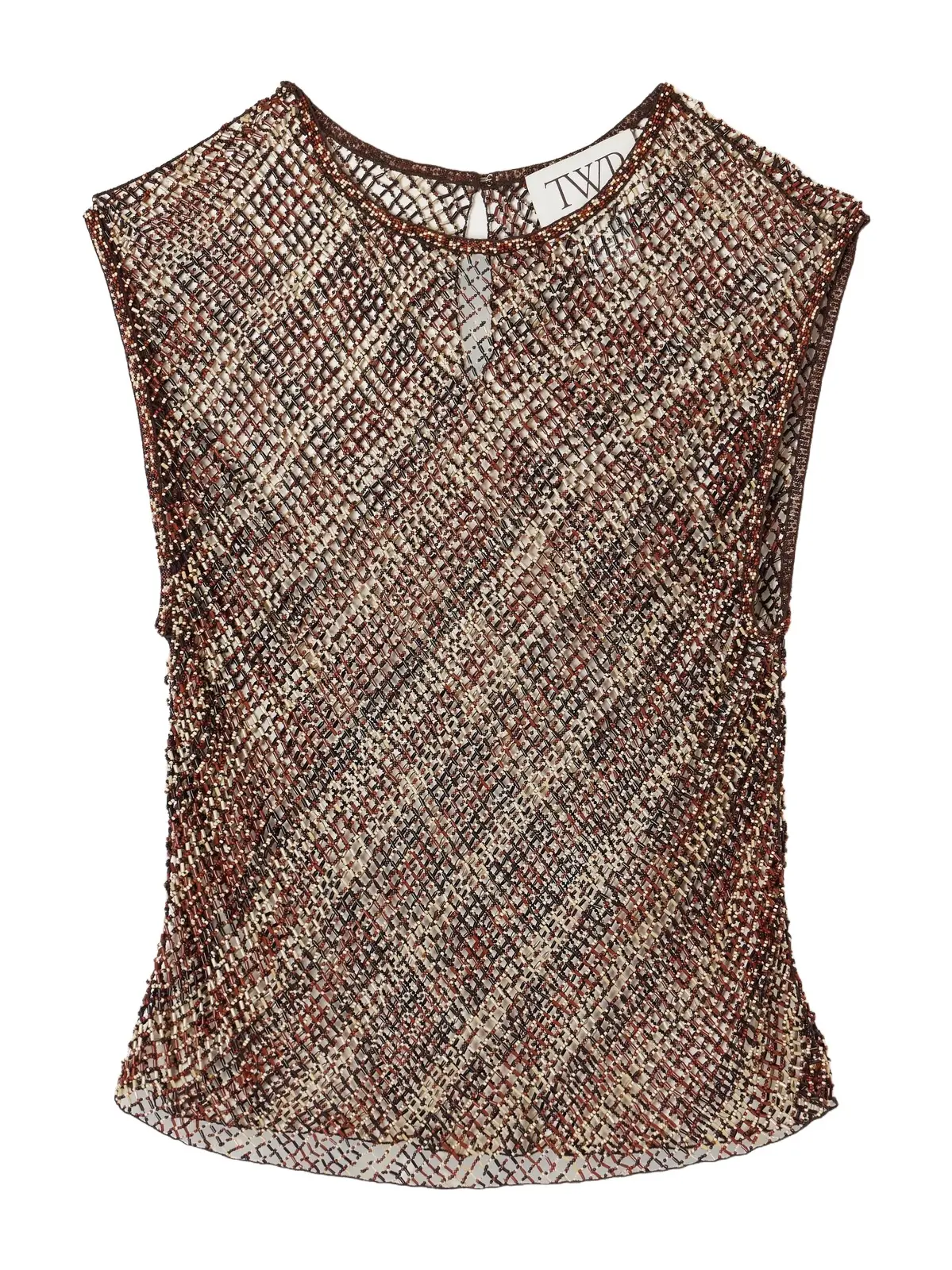 TWP Beaded Open-knit Tank