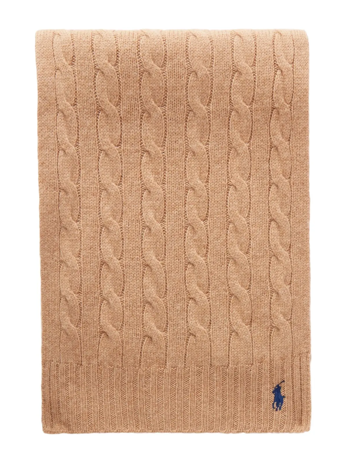 Logo-embroidered Cable-knit Wool And Cashmere-blend Scarf - Neutrals Logo-embroidered Cable-knit Wool And Cashmere-blend Scarf - Neutrals