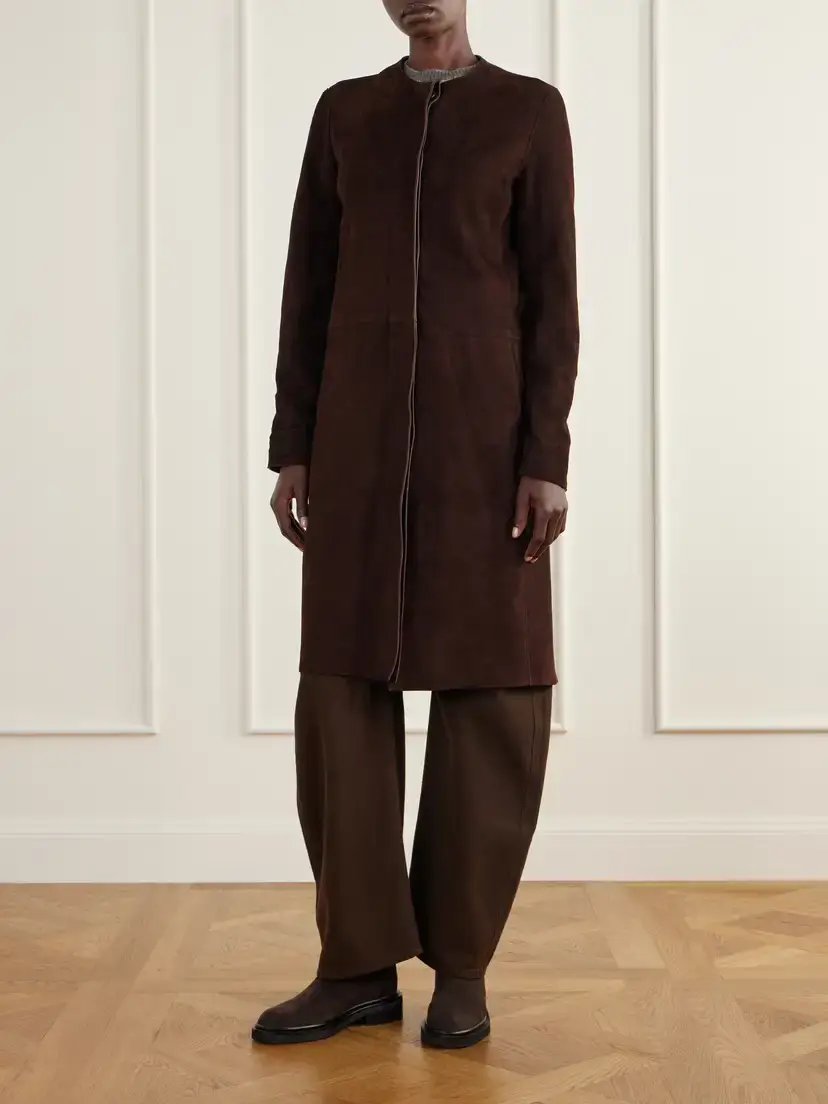 La Ligne Paneled Suede Coat | Thumbnail 3