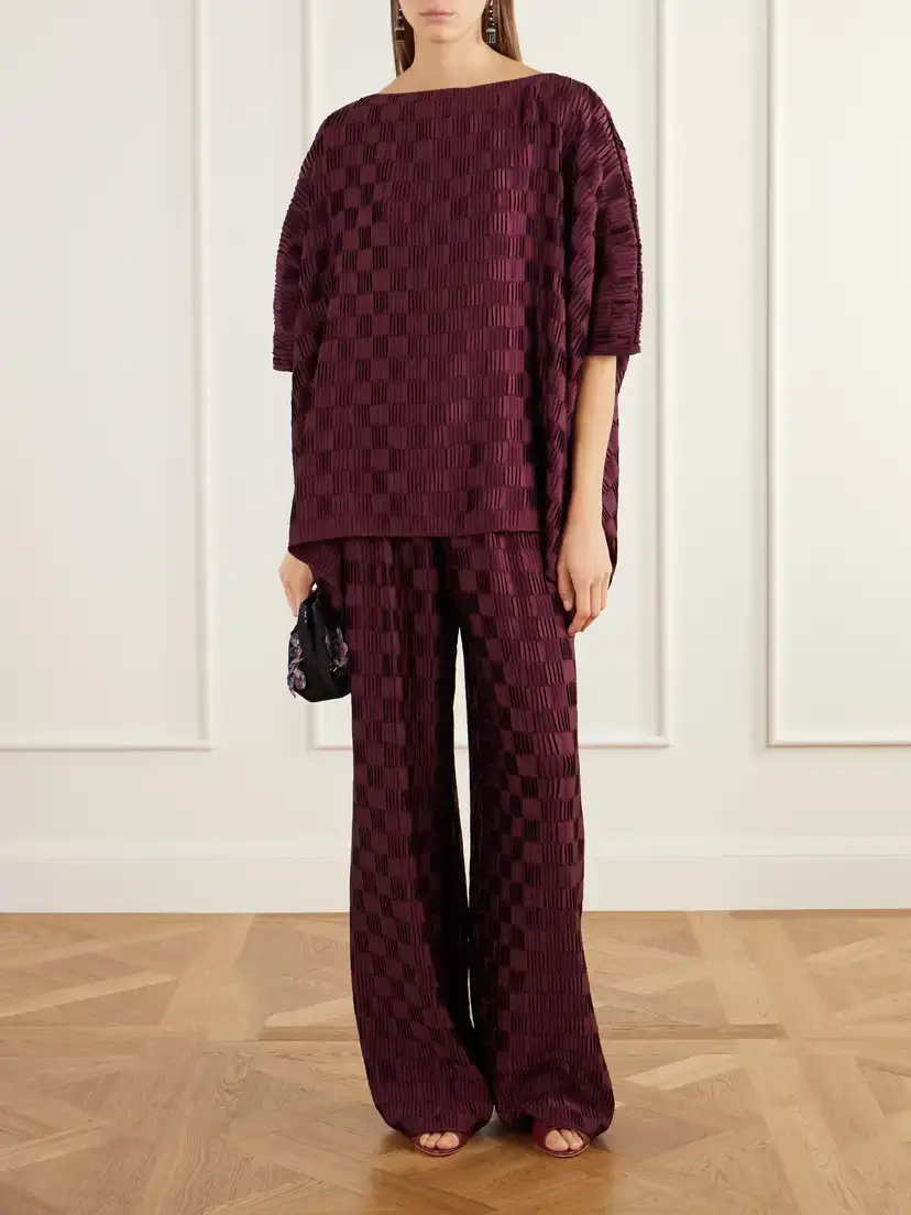 Dima Ayad Plissé Satin Wide-leg Pants | Thumbnail 2 Dima Ayad Plissé Satin Wide-leg Pants | Thumbnail 2