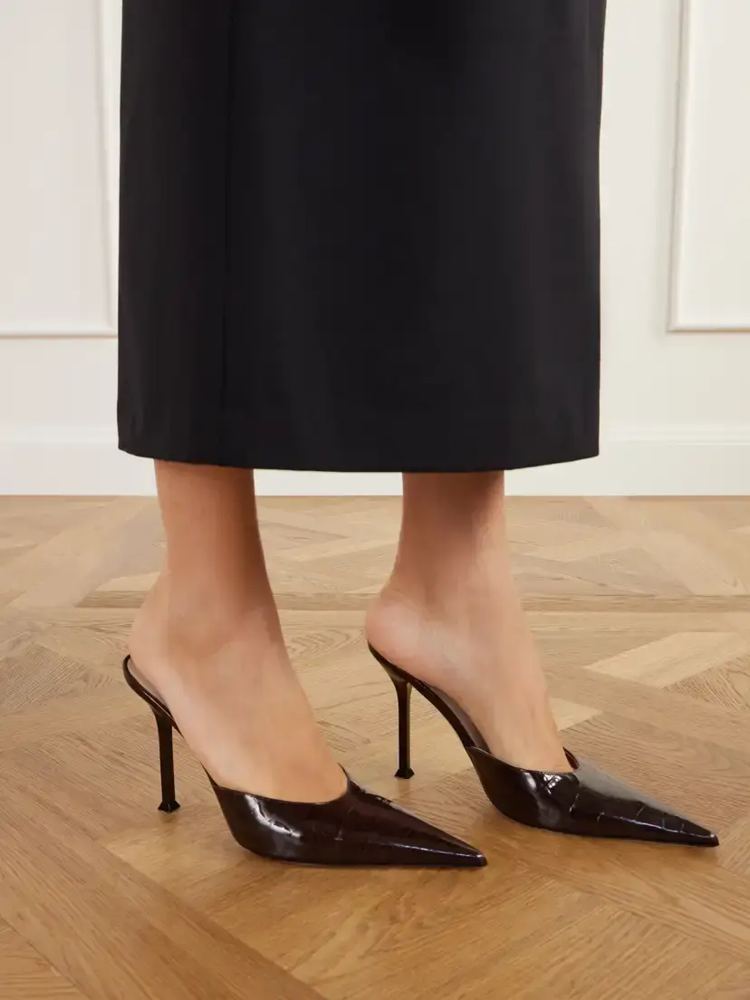 CHRISTEN Helix 95 Toe Croc-effect Patent-leather Mules | Thumbnail 2 CHRISTEN Helix 95 Toe Croc-effect Patent-leather Mules | Thumbnail 2