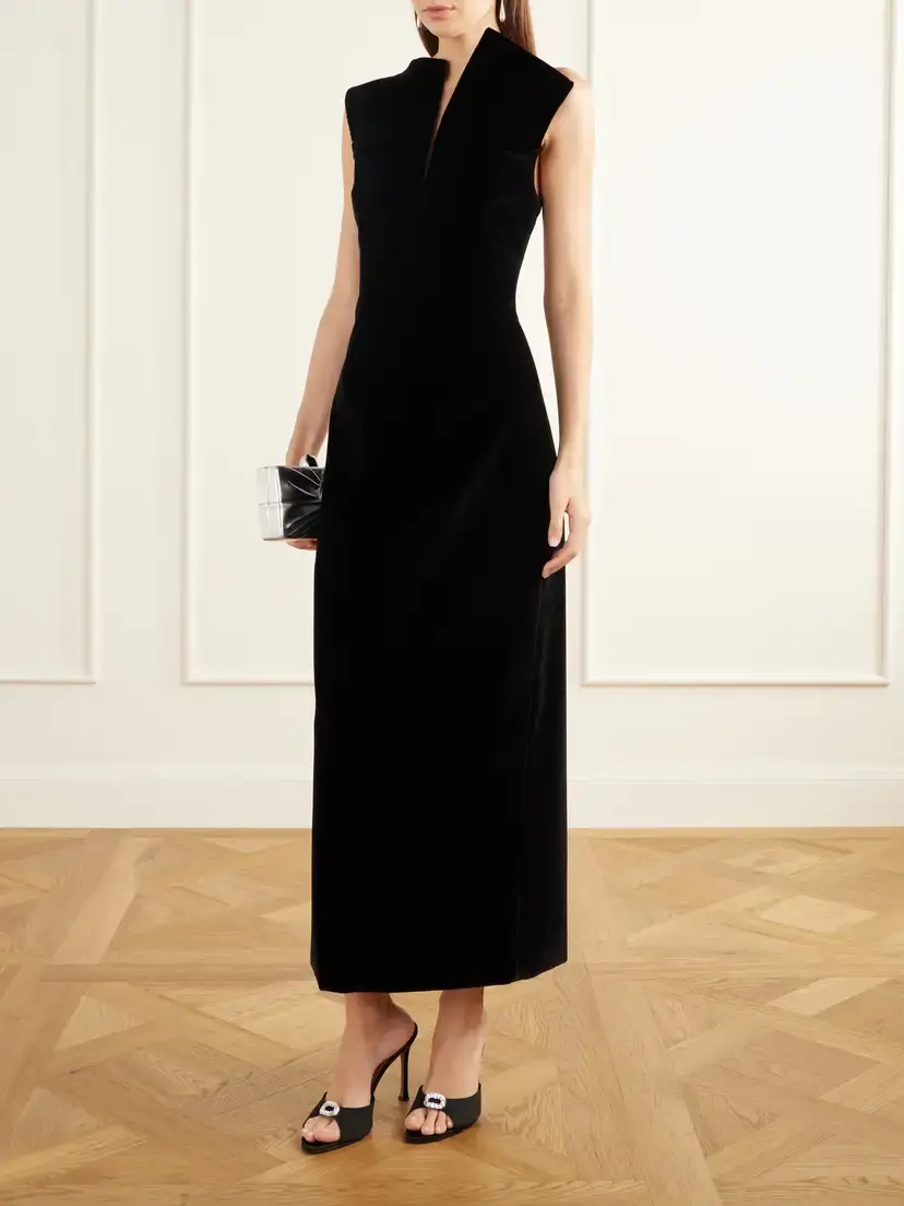 Brandon Maxwell Farren Bustier Darted Silk-velvet Maxi Dress | Thumbnail 2 Brandon Maxwell Farren Bustier Darted Silk-velvet Maxi Dress | Thumbnail 2