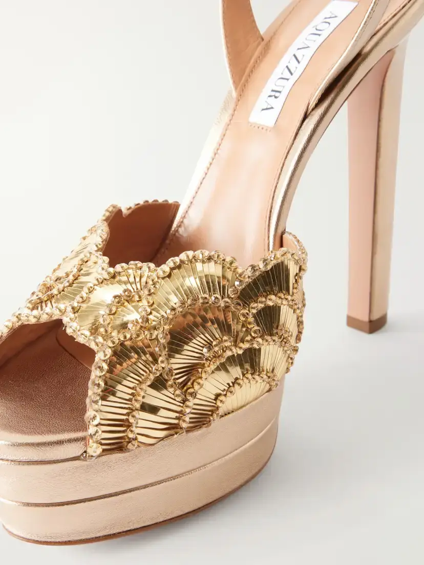Aquazzura Ce Soir 130 Sequin-embellished Metallic Leather Platform Sandals | Thumbnail 5 Aquazzura Ce Soir 130 Sequin-embellished Metallic Leather Platform Sandals | Thumbnail 5