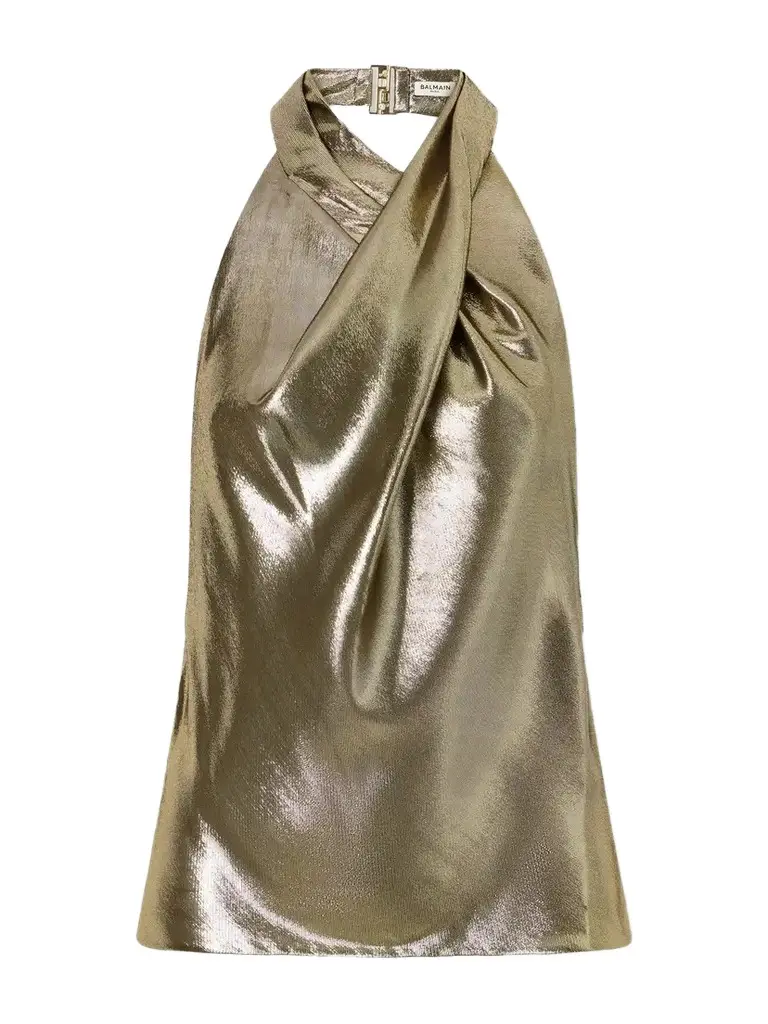 Balmain Silk-blend Lurex Halterneck Top