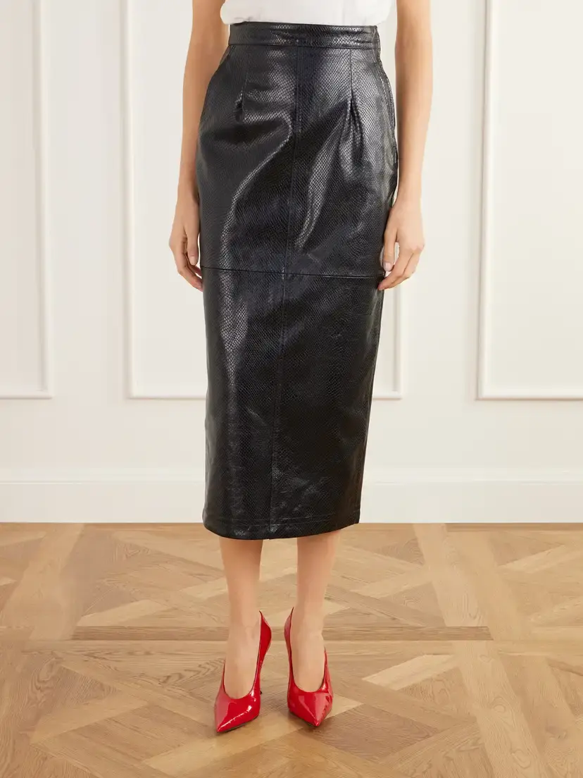 Willy Chavarria Tubo Paneled Snake-effect Leather Midi Skirt | Thumbnail 3 Willy Chavarria Tubo Paneled Snake-effect Leather Midi Skirt | Thumbnail 3