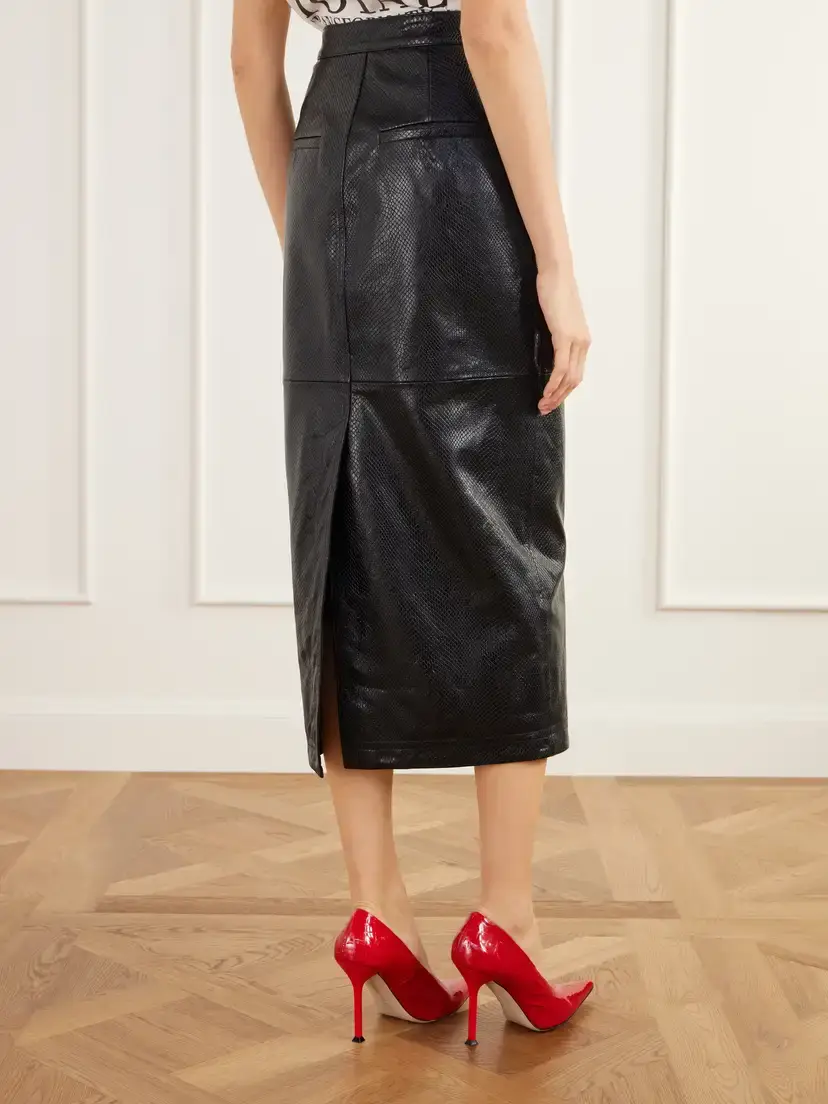 Willy Chavarria Tubo Paneled Snake-effect Leather Midi Skirt | Thumbnail 4 Willy Chavarria Tubo Paneled Snake-effect Leather Midi Skirt | Thumbnail 4