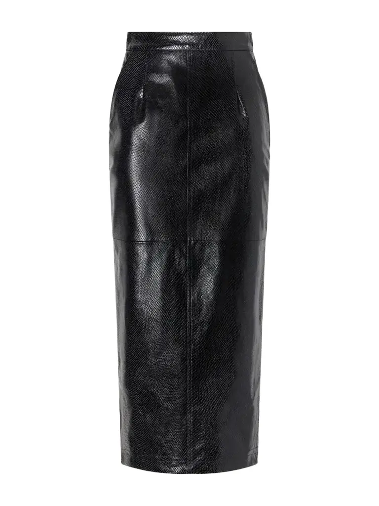 Willy Chavarria Tubo Paneled Snake-effect Leather Midi Skirt