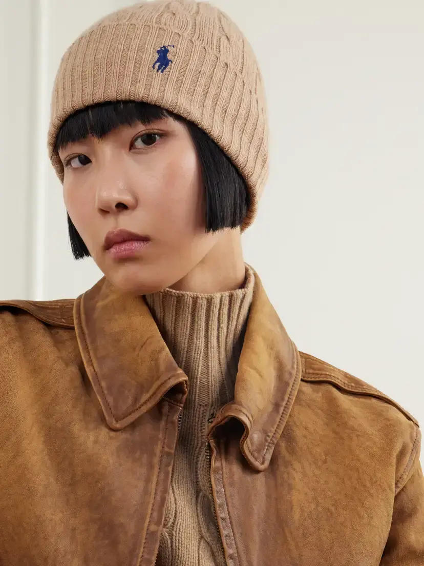 Polo Ralph Lauren Logo-embroidered Cable-knit Wool And Cashmere-blend Beanie - Neutrals | Thumbnail 2