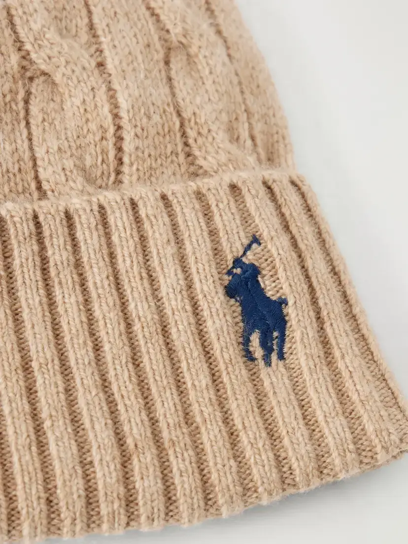 Polo Ralph Lauren Logo-embroidered Cable-knit Wool And Cashmere-blend Beanie - Neutrals | Thumbnail 3