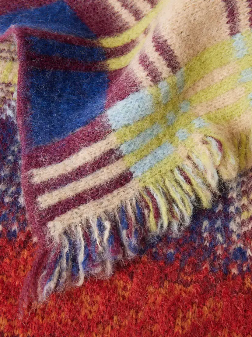 Dries Van Noten Fringe-trimmed Checked Brushed Wool-blend Scarf | Thumbnail 4