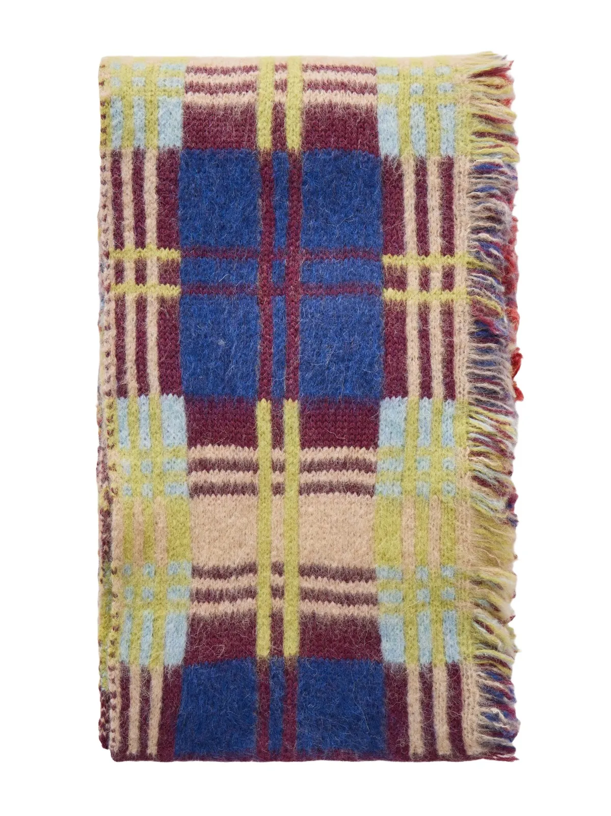 Dries Van Noten Fringe-trimmed Checked Brushed Wool-blend Scarf