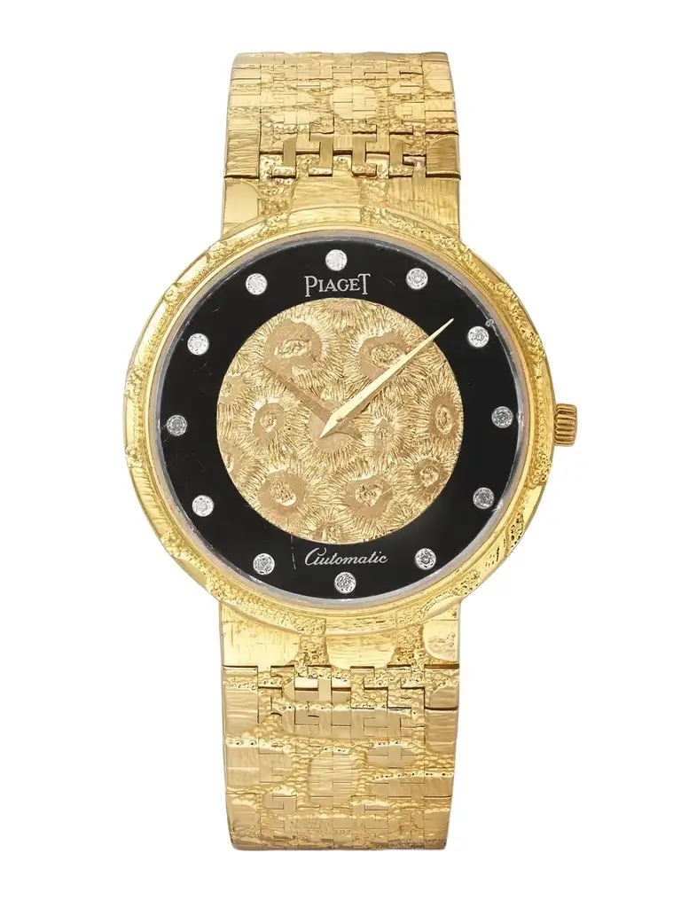 + Piaget Vintage 1970s Palace D&eacute;cor Automatic 18-karat Gold, Onyx And Diamond Watch, Ref. 12343 A80 (6.5" Wrist)