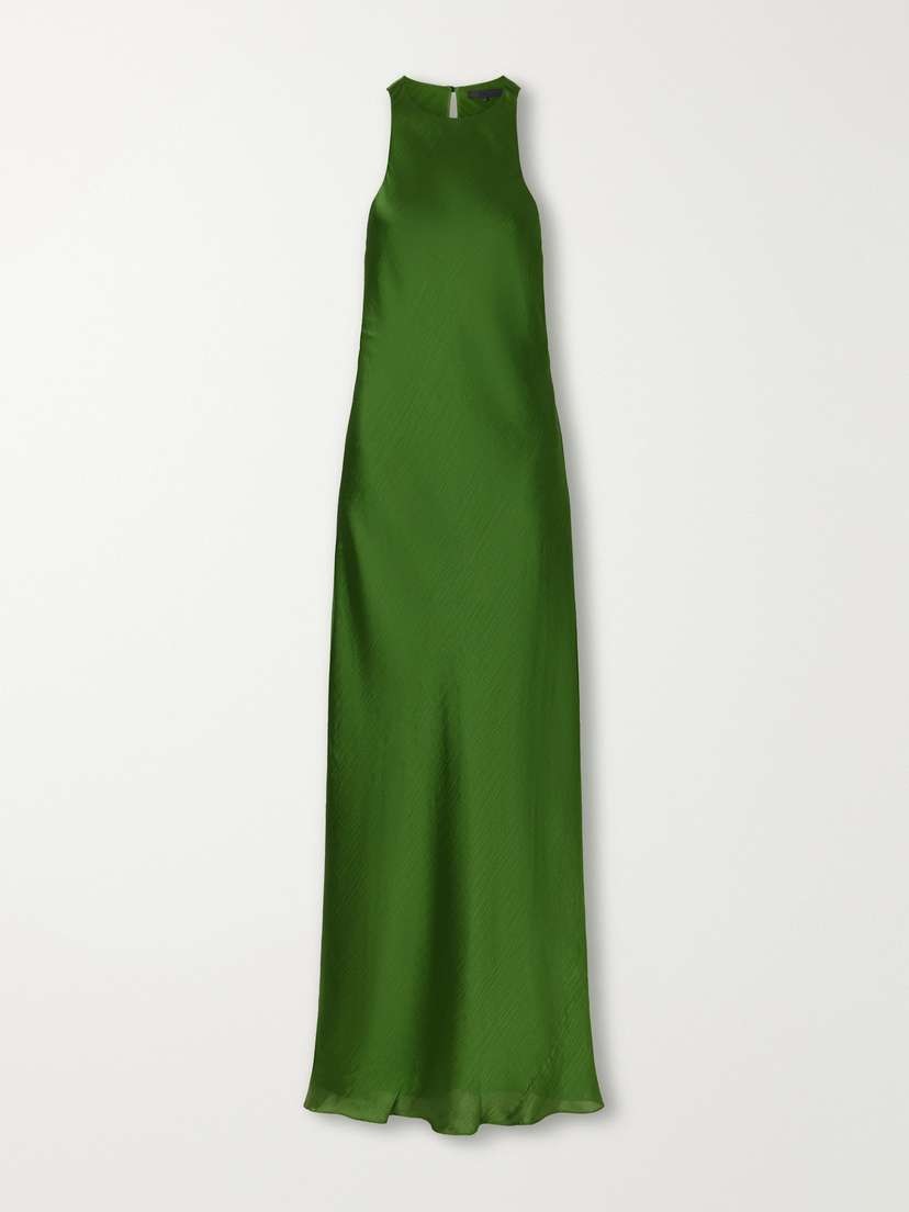 Tibi Plissé-satin Maxi Dress
