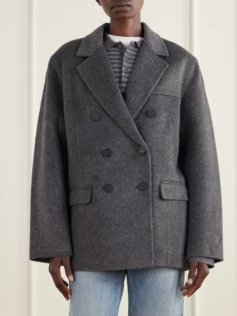 Anine Bing Sali Double-breasted Wool-felt Blazer | Thumbnail 3