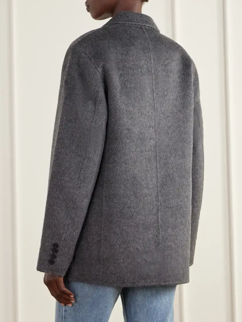 Anine Bing Sali Double-breasted Wool-felt Blazer | Thumbnail 4