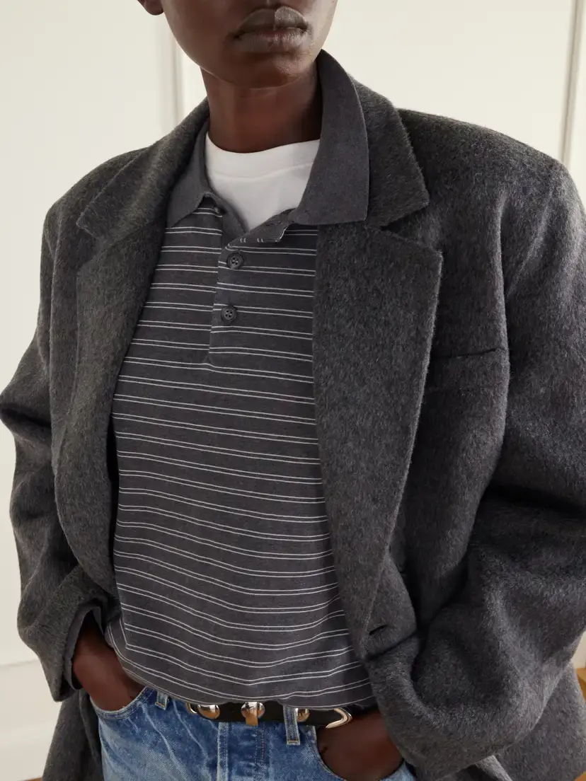 Anine Bing Sali Double-breasted Wool-felt Blazer | Thumbnail 5