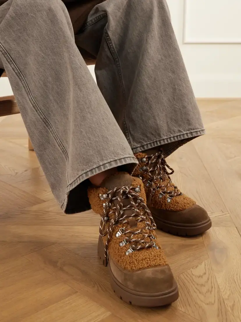 Moon Boot Combat Fleece-trimmed Suede Ankle Boots | Thumbnail 2 Moon Boot Combat Fleece-trimmed Suede Ankle Boots | Thumbnail 2