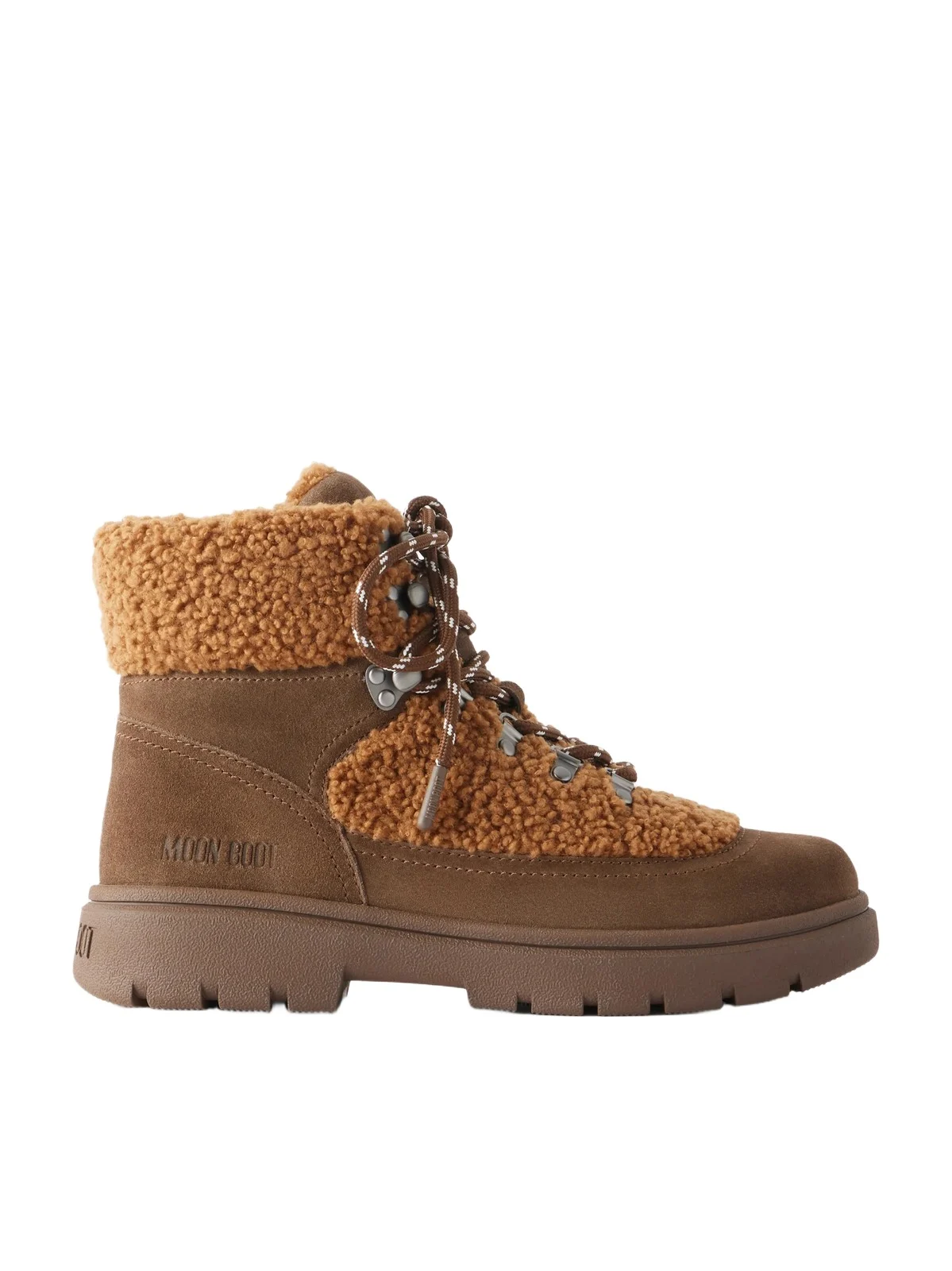 Moon Boot Combat Fleece-trimmed Suede Ankle Boots