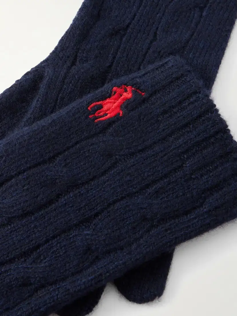 Polo Ralph Lauren Logo-embroidered Cable-knit Wool-blend Gloves | Thumbnail 2