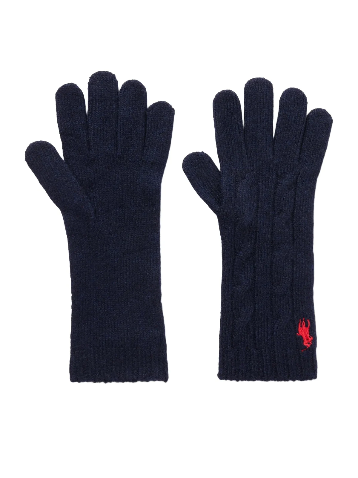 Logo-embroidered Cable-knit Wool-blend Gloves Logo-embroidered Cable-knit Wool-blend Gloves
