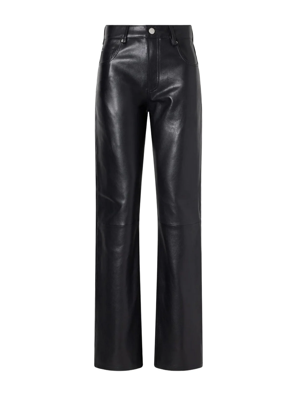 Jean Paneled Leather Straight-leg Pants Jean Paneled Leather Straight-leg Pants