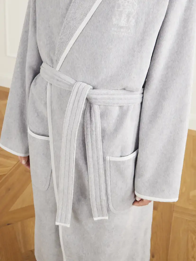 Brunello Cucinelli Logo-embroidered Cotton-terry Robe | Thumbnail 4 Brunello Cucinelli Logo-embroidered Cotton-terry Robe | Thumbnail 4